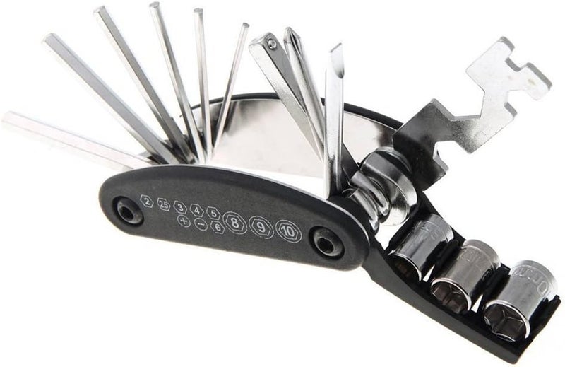 NUOXINUS Motorcycle Bike Mechanic Repair Tool Kit with 16 In 1 Multi-Function Allen Key Multi Hex Wrench Screwdriver for Home Outdoor Travel Camping Sport Bicycle Cycling - Image 1